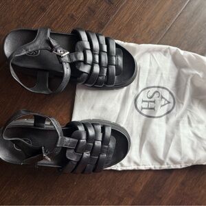 Ash Black Woven Strap Sandals